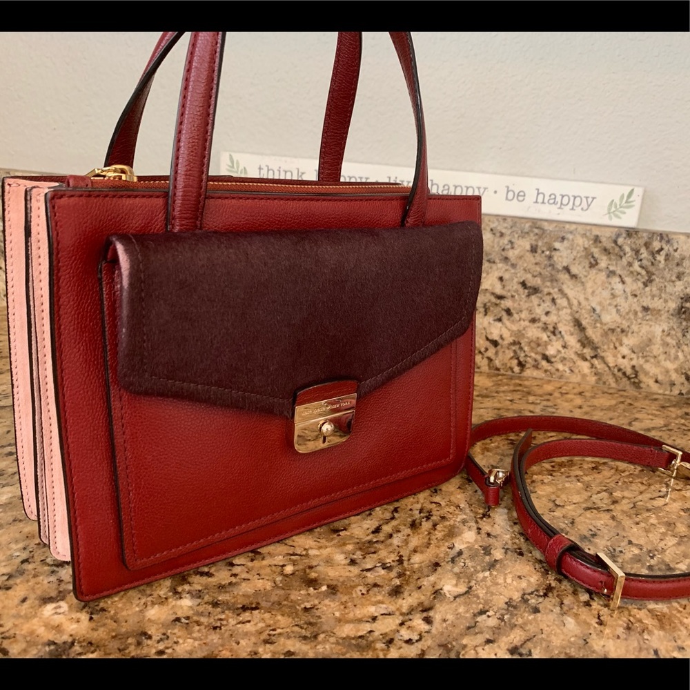 kate spade leather and faux fur handbag
